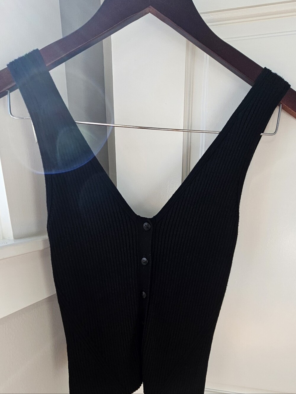 Madewell Black Ribbed Button-Front Sweater Tank